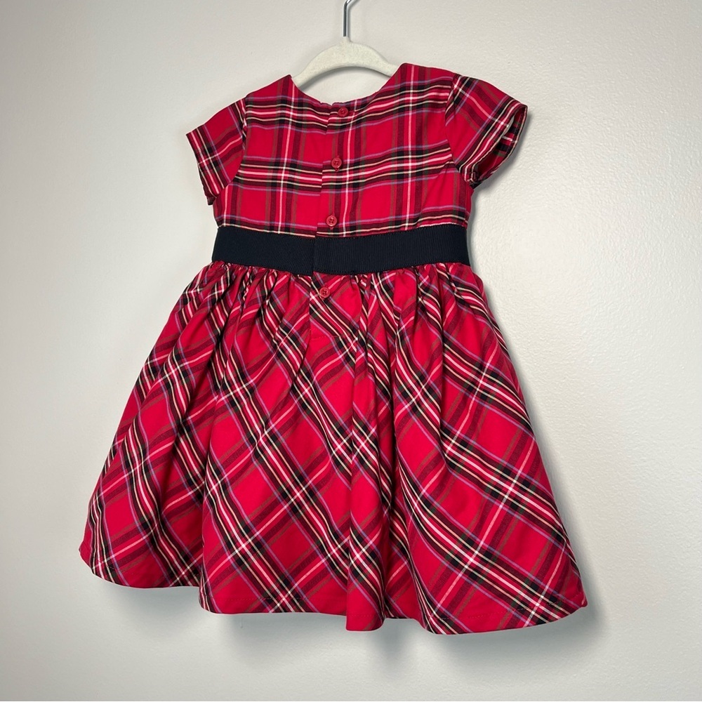 Carters Baby Girl 9M Red Tartan Plaid Dress Black Bow Waistband Tulle UnderSkirt - Picture 6 of 10